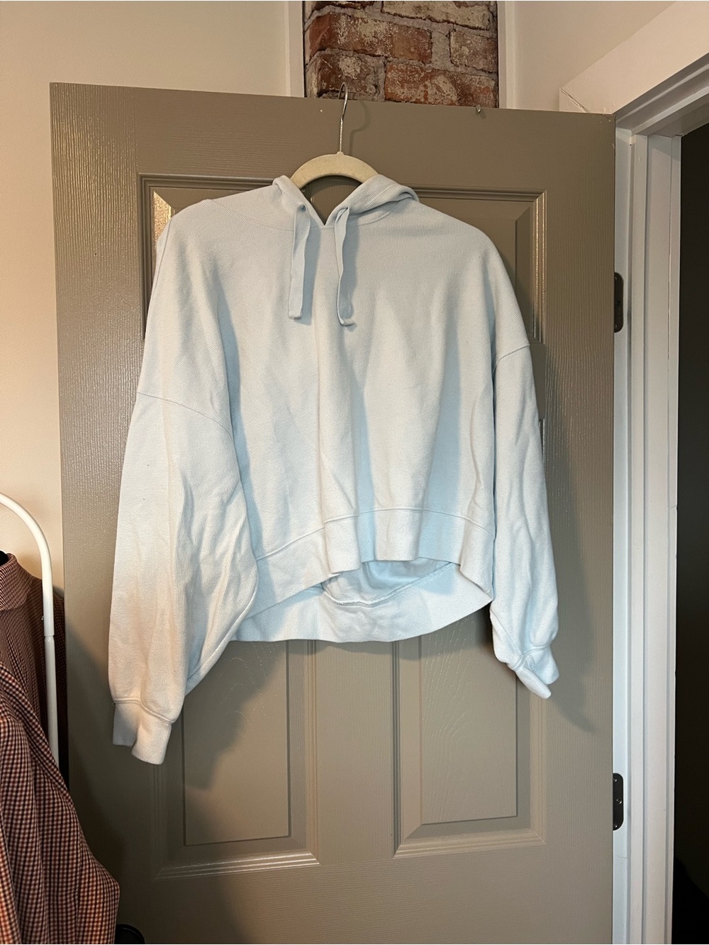 Women's Light Blue Cropped Hoodie Sweatshirt